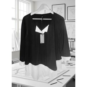 Porto Haven Top 4 XL Black White Layered Architectural Made in USA NWT